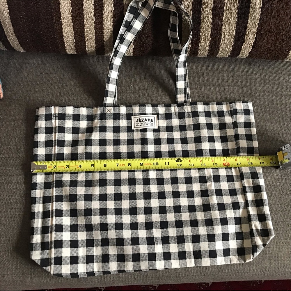 NWOT Sezane Gingham Tote / Canvas Bag